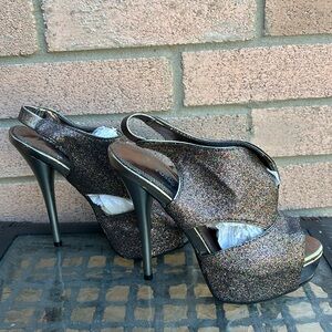 purplish glitter heels